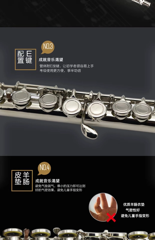 Sáo mới bắt đầu 16 lỗ Mở và đóng lỗ E phím C có thể điều chỉnh được mạ n - Nhạc cụ phương Tây